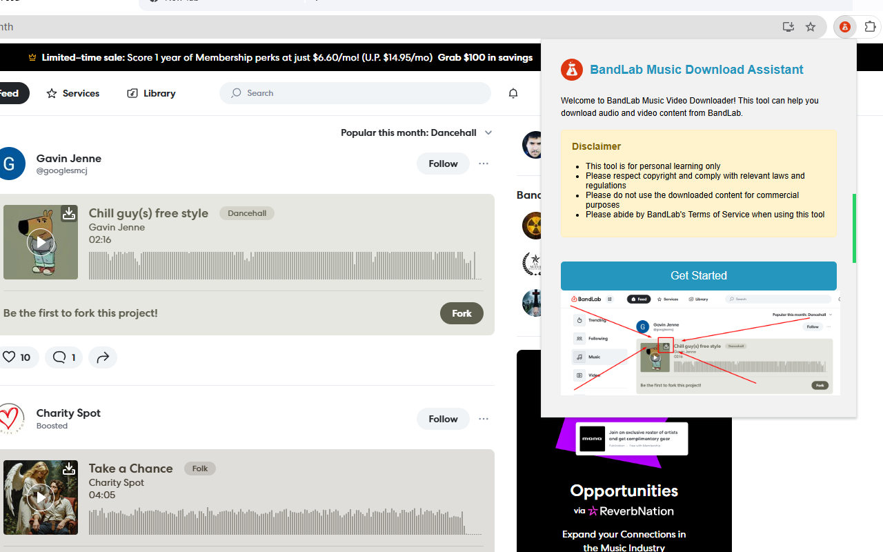 BandLab音乐下载助手 chrome谷歌浏览器插件_扩展第1张截图