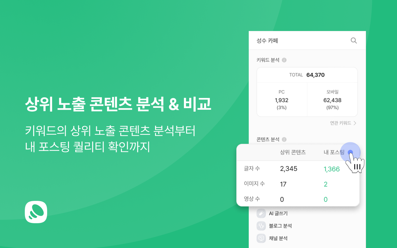 판다랭크 크리에이터 도구 | 키워드분석, 포스팅분석, 콘텐츠제작, 네이버상위노출, 블로그채널관리 chrome谷歌浏览器插件_扩展第2张截图