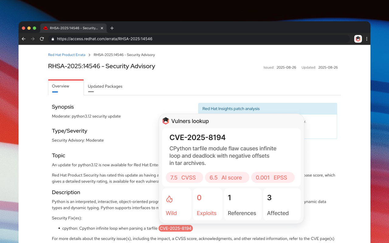 Vulners Lookup chrome谷歌浏览器插件_扩展第4张截图