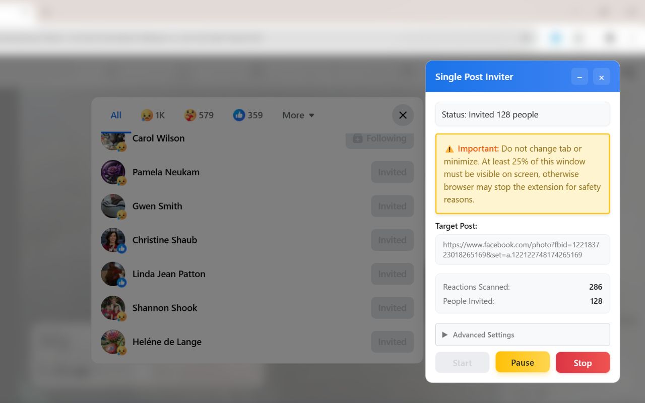 Facebook Page Auto Inviter chrome谷歌浏览器插件_扩展第2张截图