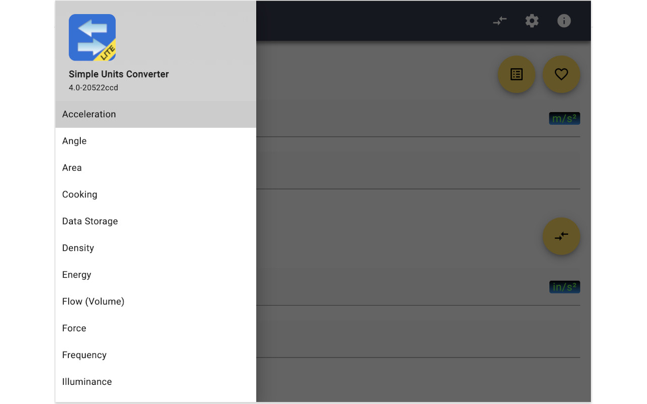 Simple Units Converter (Lite) chrome谷歌浏览器插件_扩展第5张截图