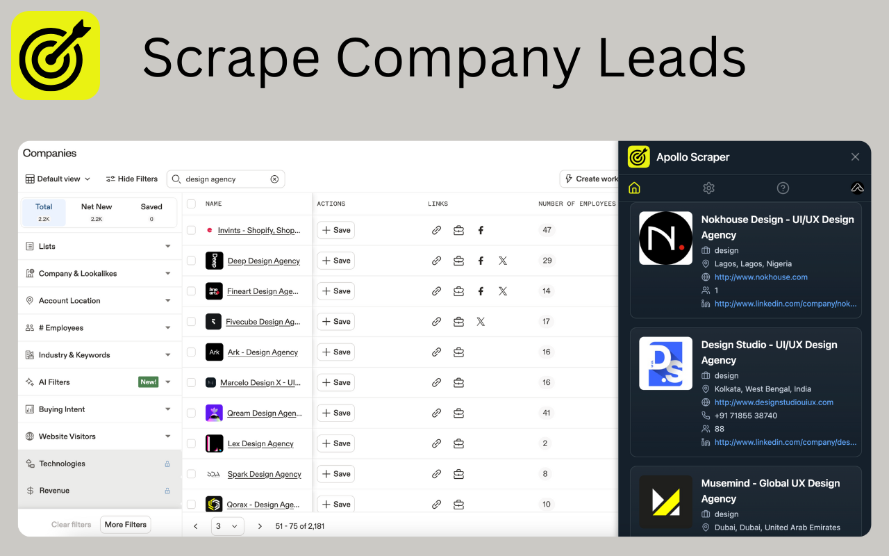 Apollo Scraper - 提取与导出 Apollo B2B 商业线索 chrome谷歌浏览器插件_扩展第1张截图