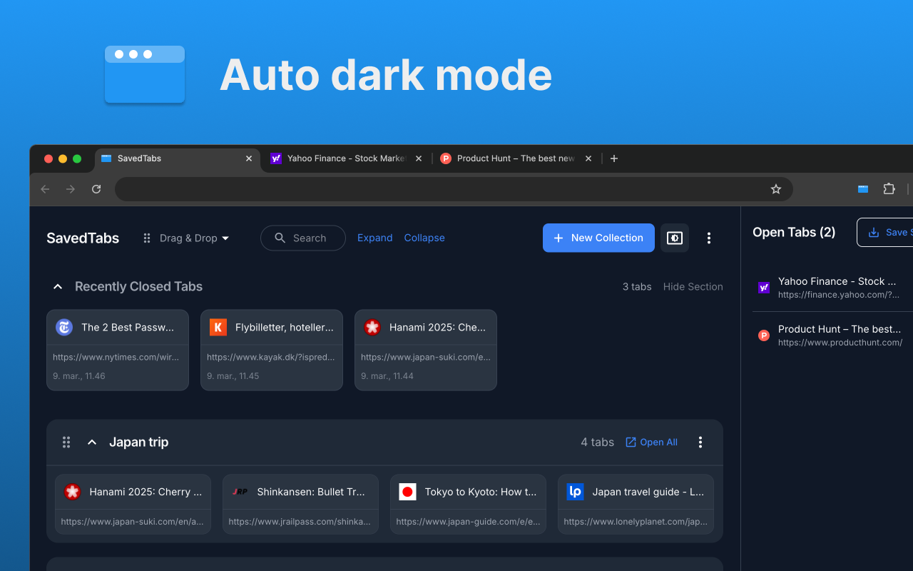 SavedTabs - A better new tab and start page chrome谷歌浏览器插件_扩展第2张截图