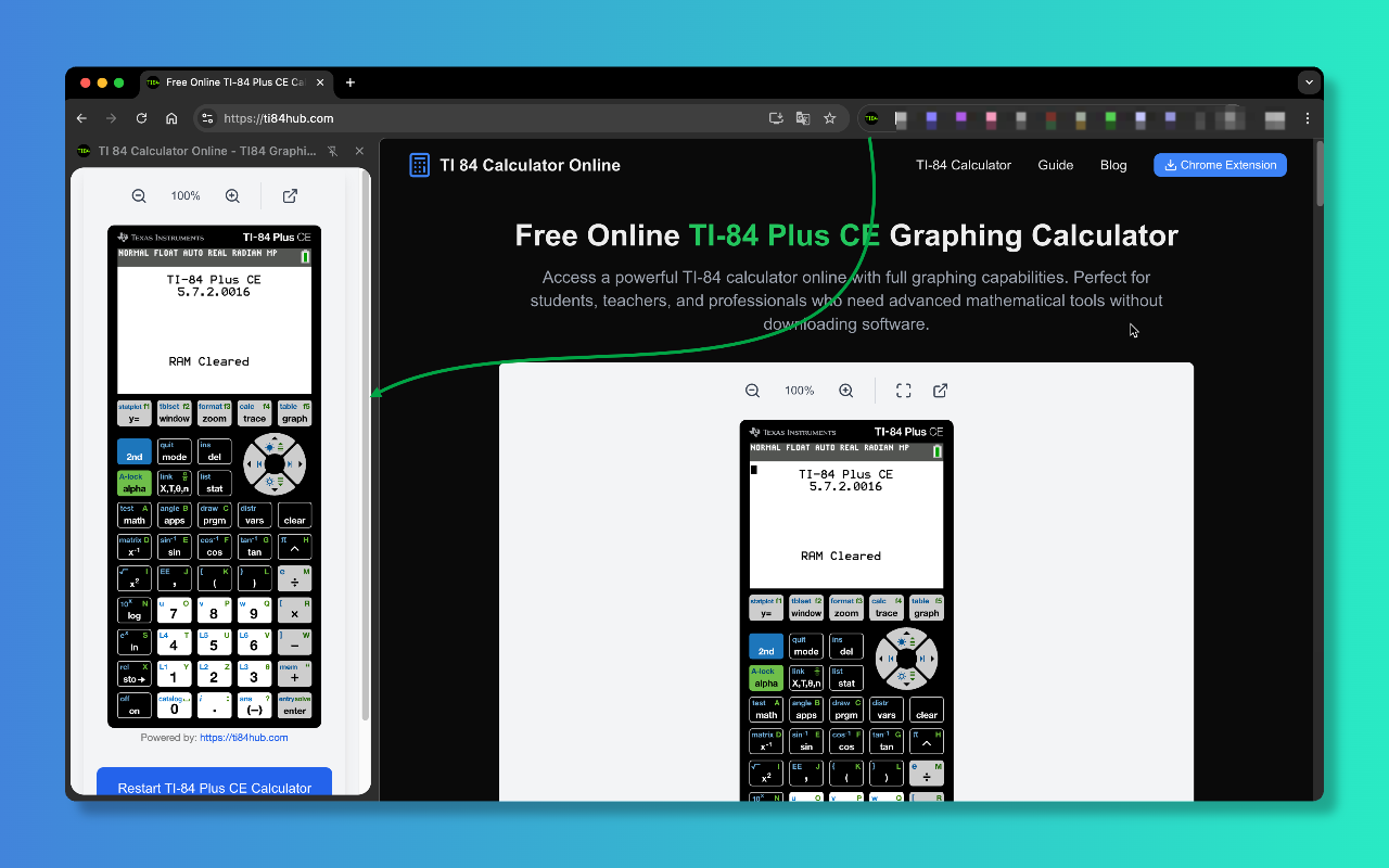 TI 84 Calculator Online - TI84 Graphing Calculator chrome谷歌浏览器插件_扩展第1张截图