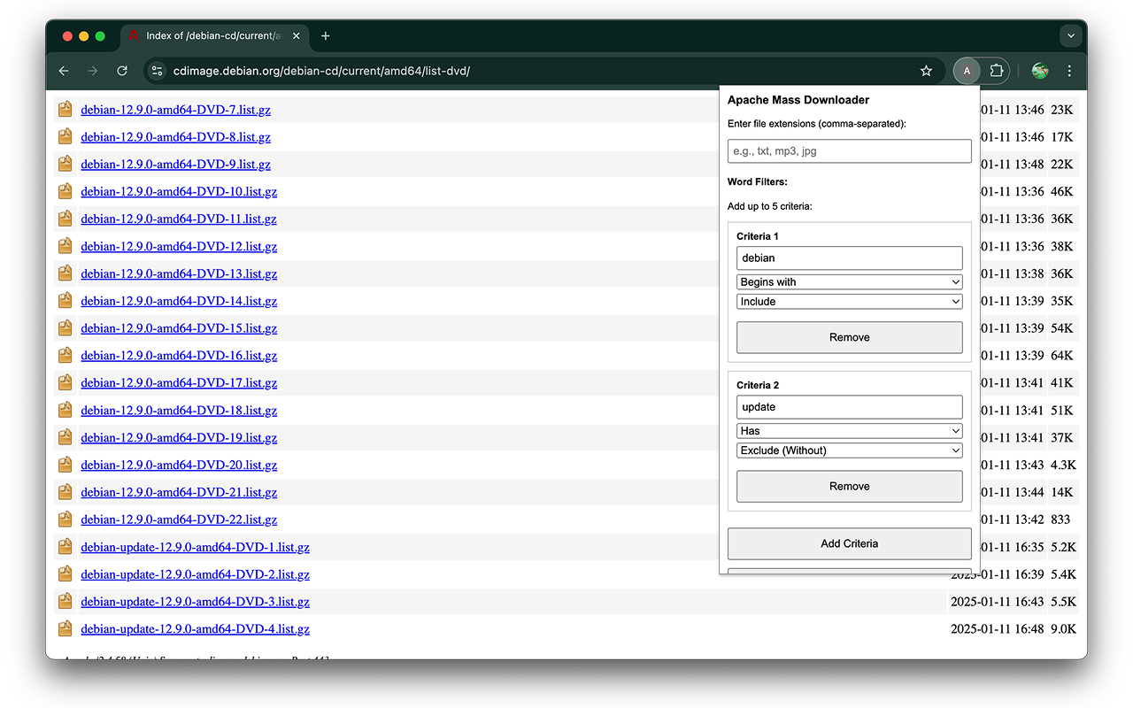 Apache Mass Downloader chrome谷歌浏览器插件_扩展第2张截图