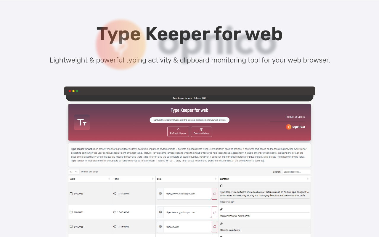 Type Keeper for web - Personal keylogger & clipboard manager chrome谷歌浏览器插件_扩展第1张截图