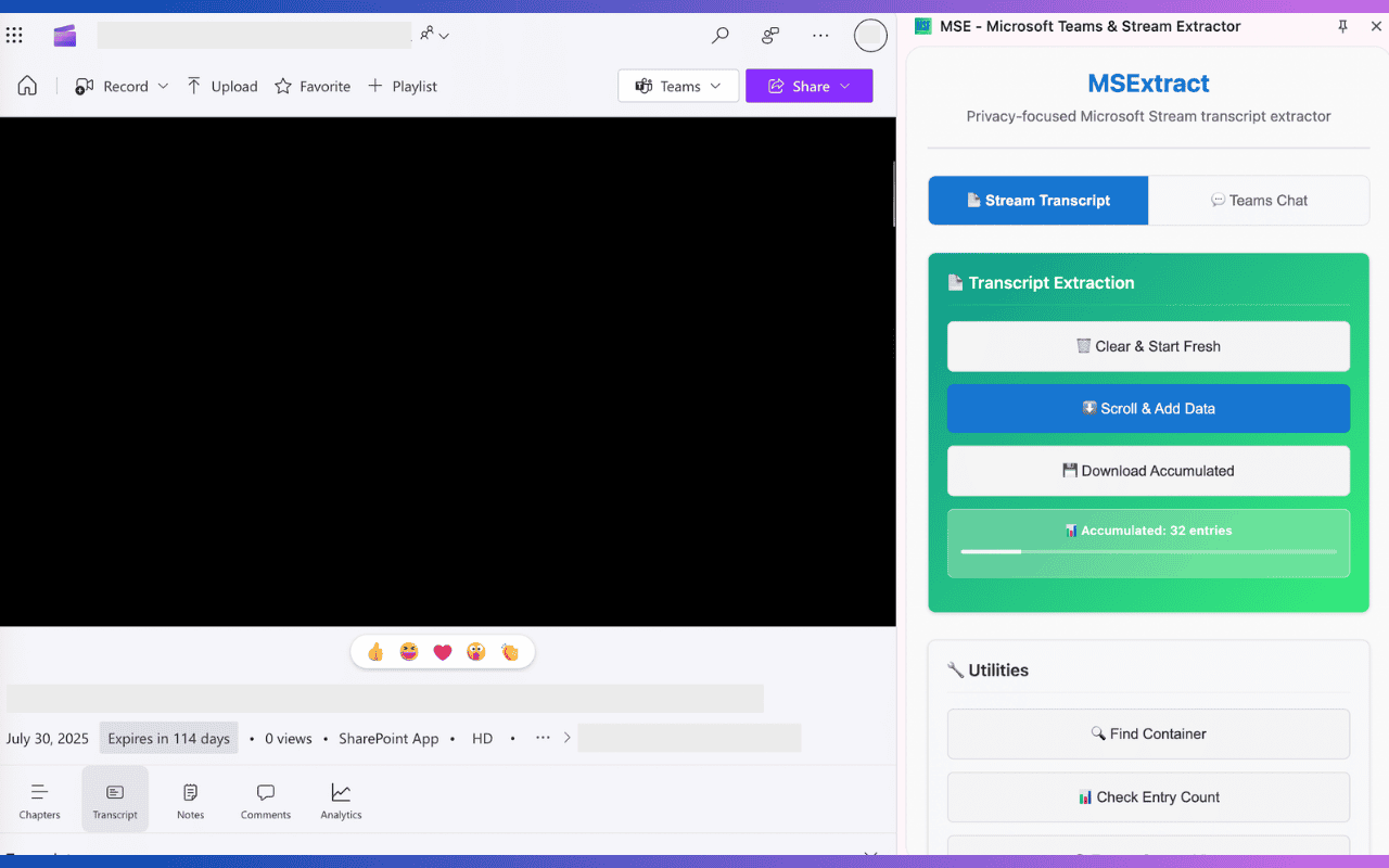 MSE - Microsoft Teams & Stream Extractor chrome谷歌浏览器插件_扩展第1张截图