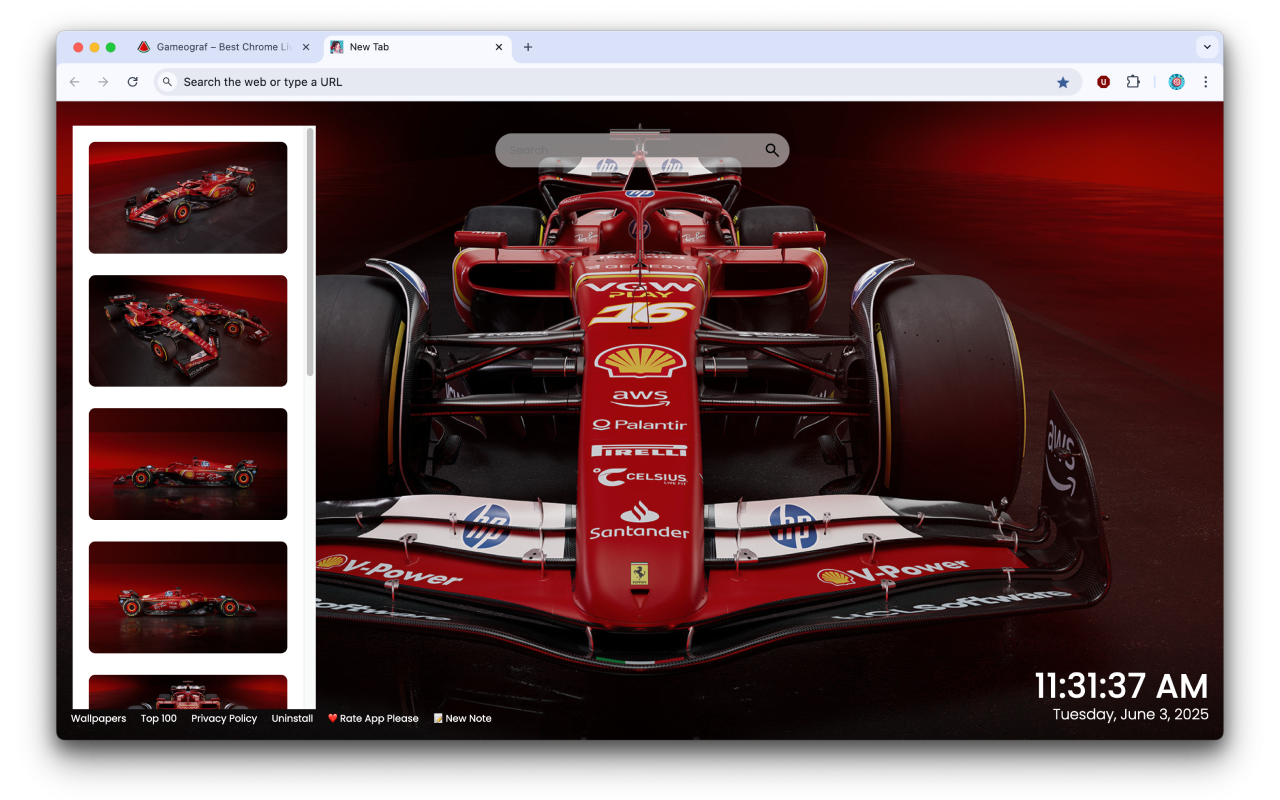 Ferrari Formula 1 Car SF-24 Wallpapers New Tab by Gameograf chrome谷歌浏览器插件_扩展第1张截图