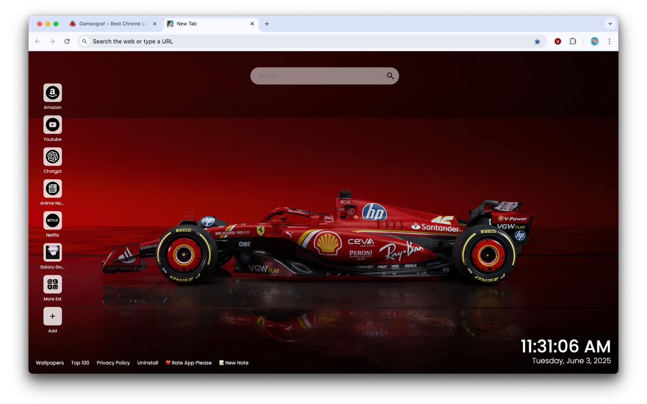 Ferrari Formula 1 Car SF-24 Wallpapers New Tab by Gameograf chrome谷歌浏览器插件_扩展第2张截图