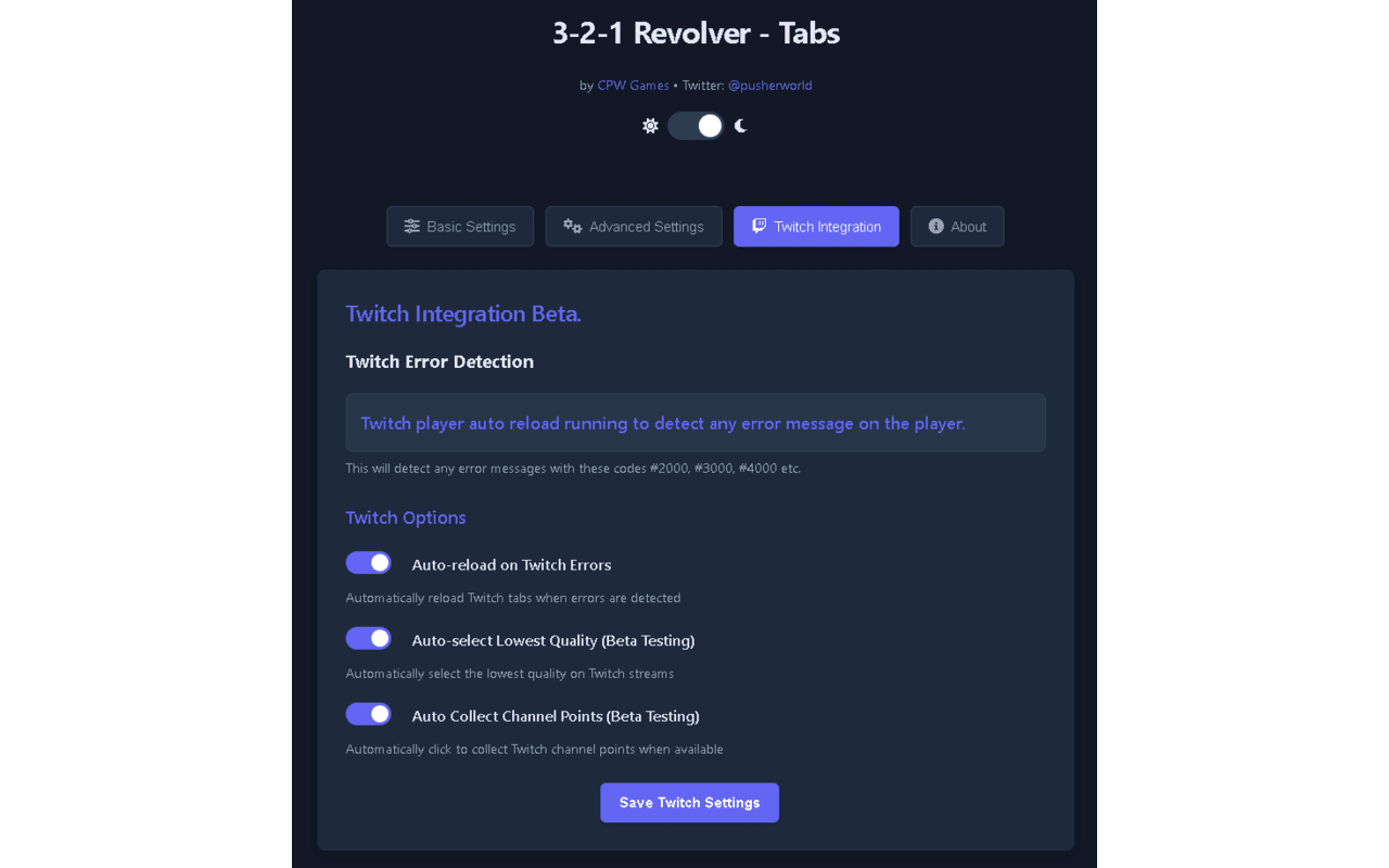 3-2-1 Revolver - Tab Rotator & Twitch Auto-Reloader chrome谷歌浏览器插件_扩展第6张截图