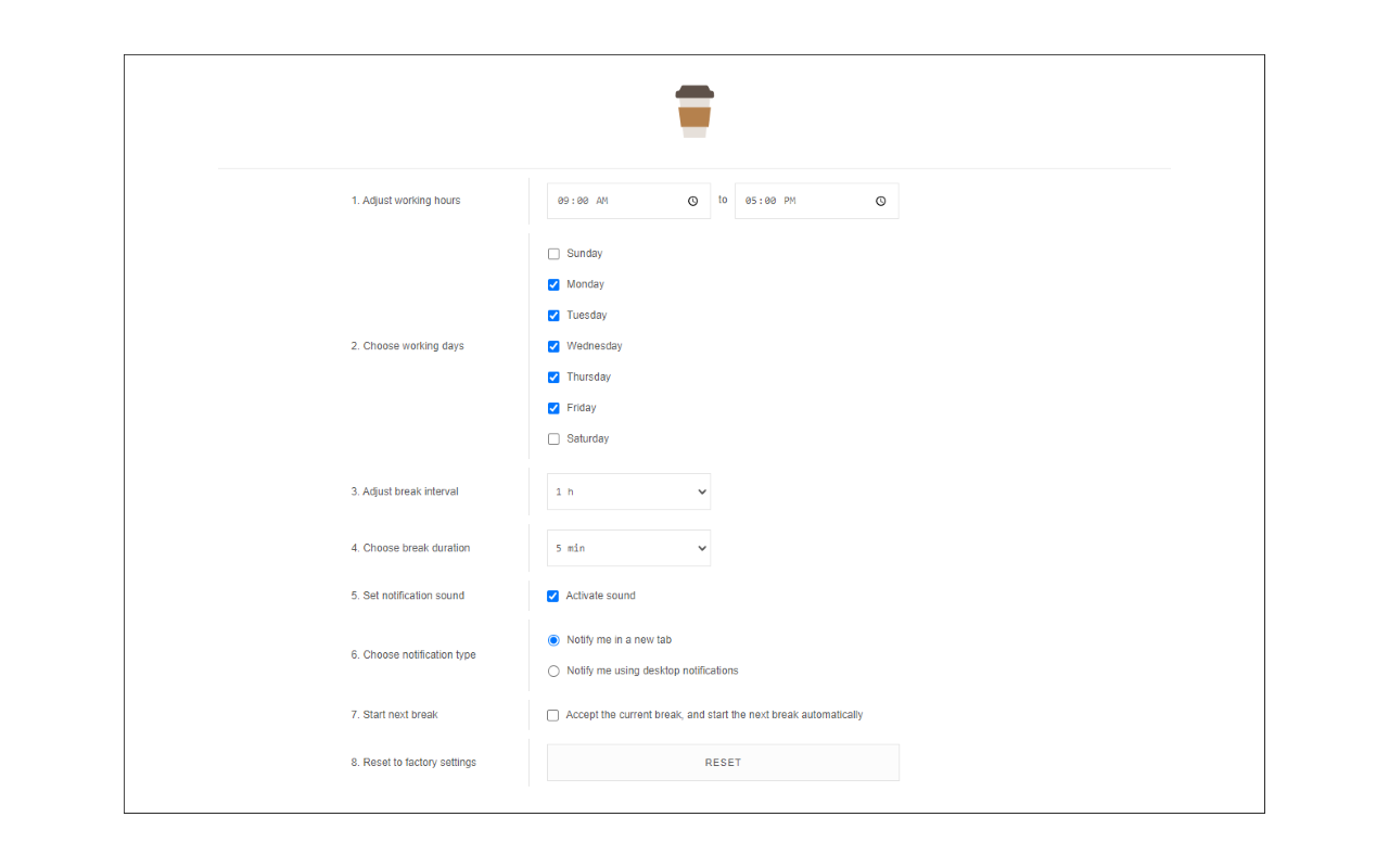 Take a Break chrome谷歌浏览器插件_扩展第2张截图