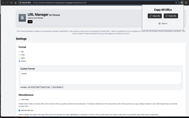 Umbrella - Copy All URLs V3 chrome谷歌浏览器插件_扩展第1张截图