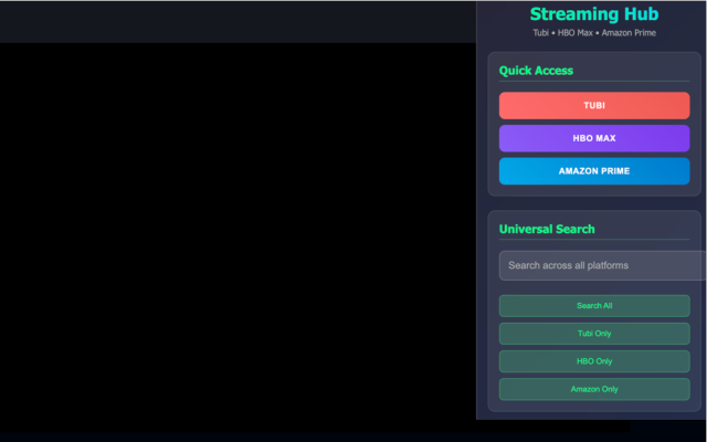 Streaming Hub - Tubi HBO Amazon Prime chrome谷歌浏览器插件_扩展第1张截图