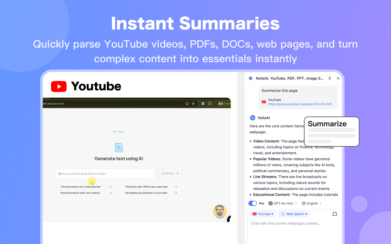 NoteAI: YouTube、PDF、PPT、图片摘要 - 生成式AI拓展工具 chrome谷歌浏览器插件_扩展第4张截图