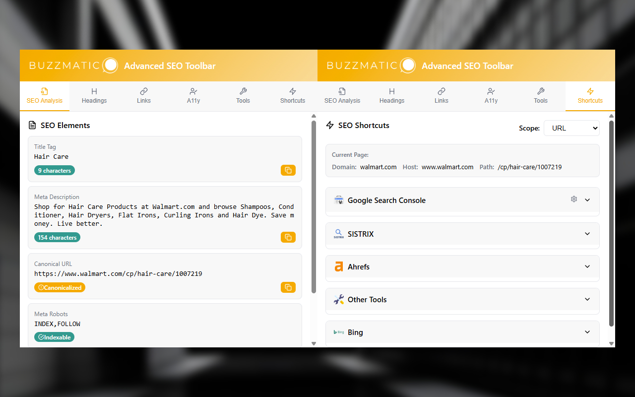 Buzzmatic Advanced SEO-Toolbar chrome谷歌浏览器插件_扩展第3张截图