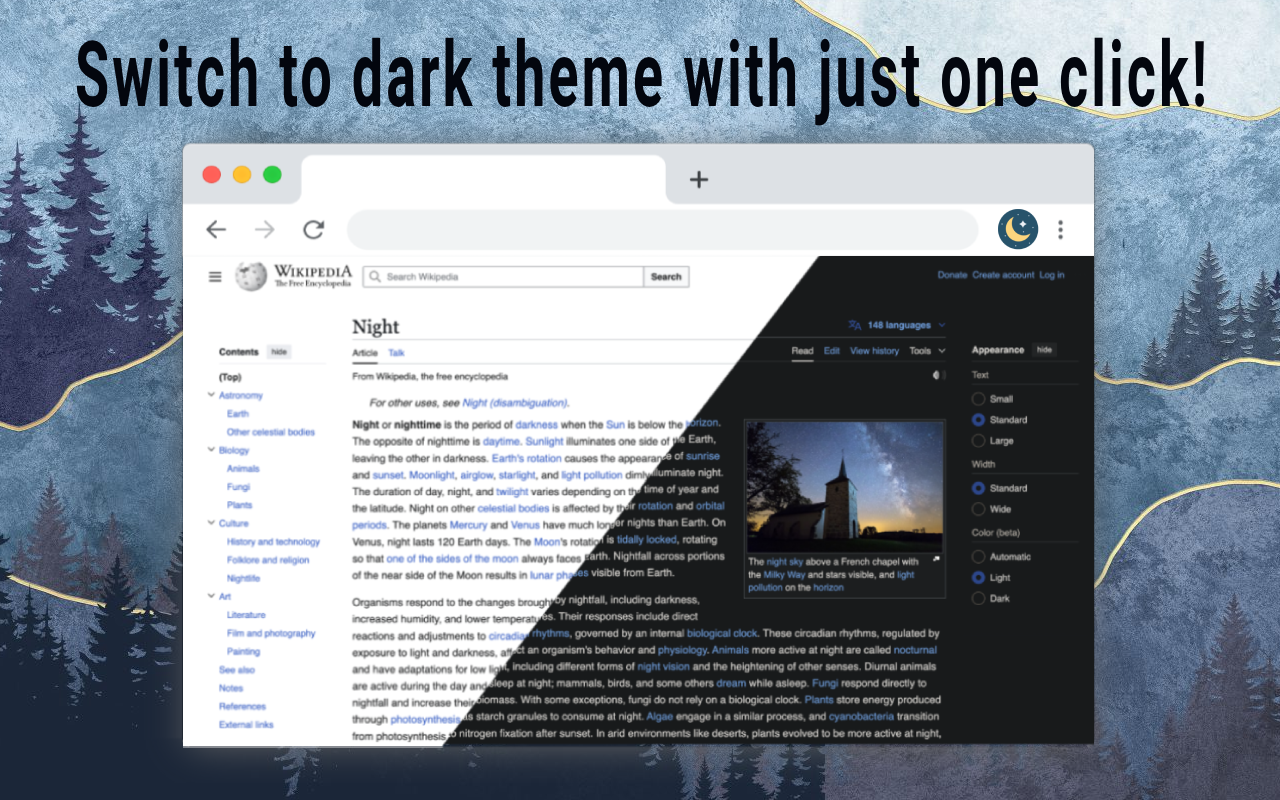 Night Sun - Easy Dark Mode chrome谷歌浏览器插件_扩展第4张截图