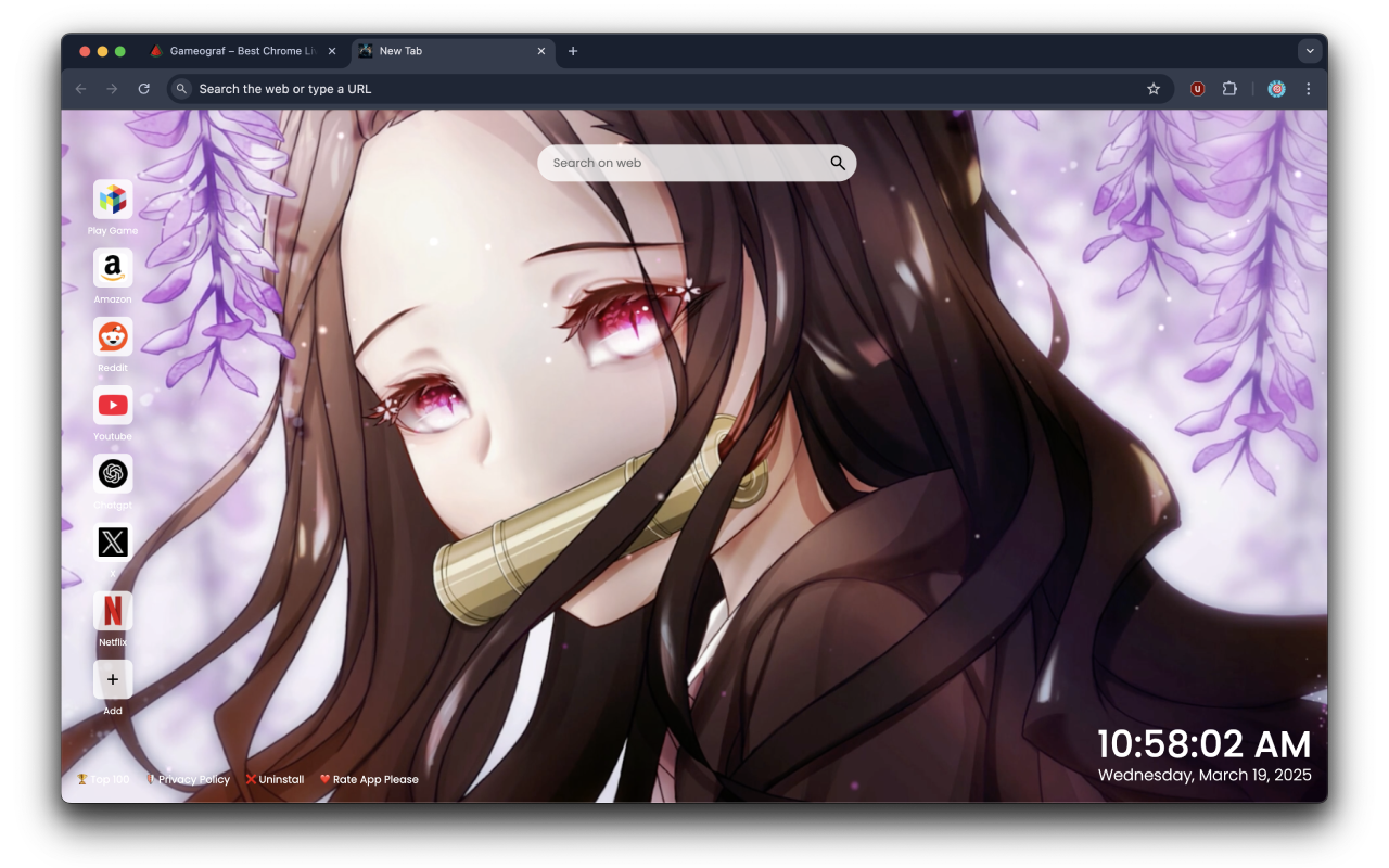 Nezuko Kamado Live Wallpaper New Tab chrome谷歌浏览器插件_扩展第1张截图