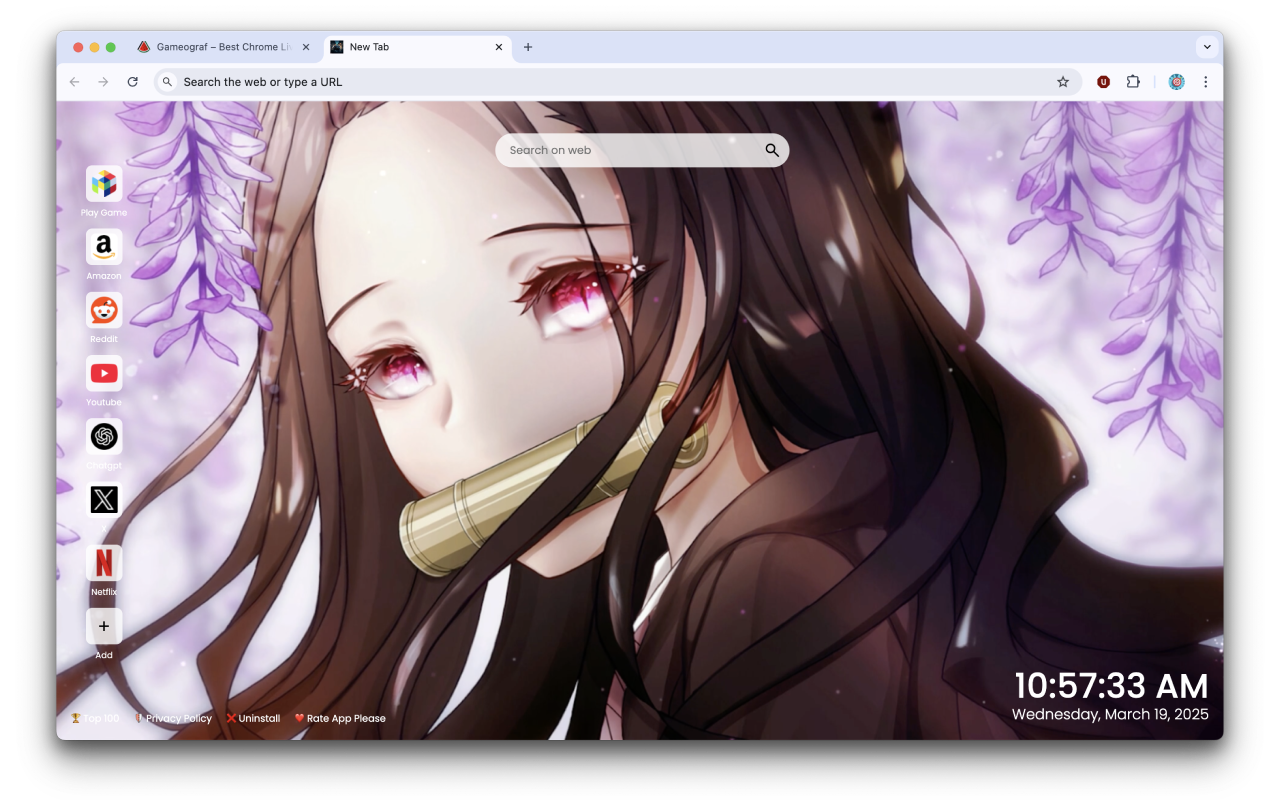 Nezuko Kamado Live Wallpaper New Tab chrome谷歌浏览器插件_扩展第4张截图