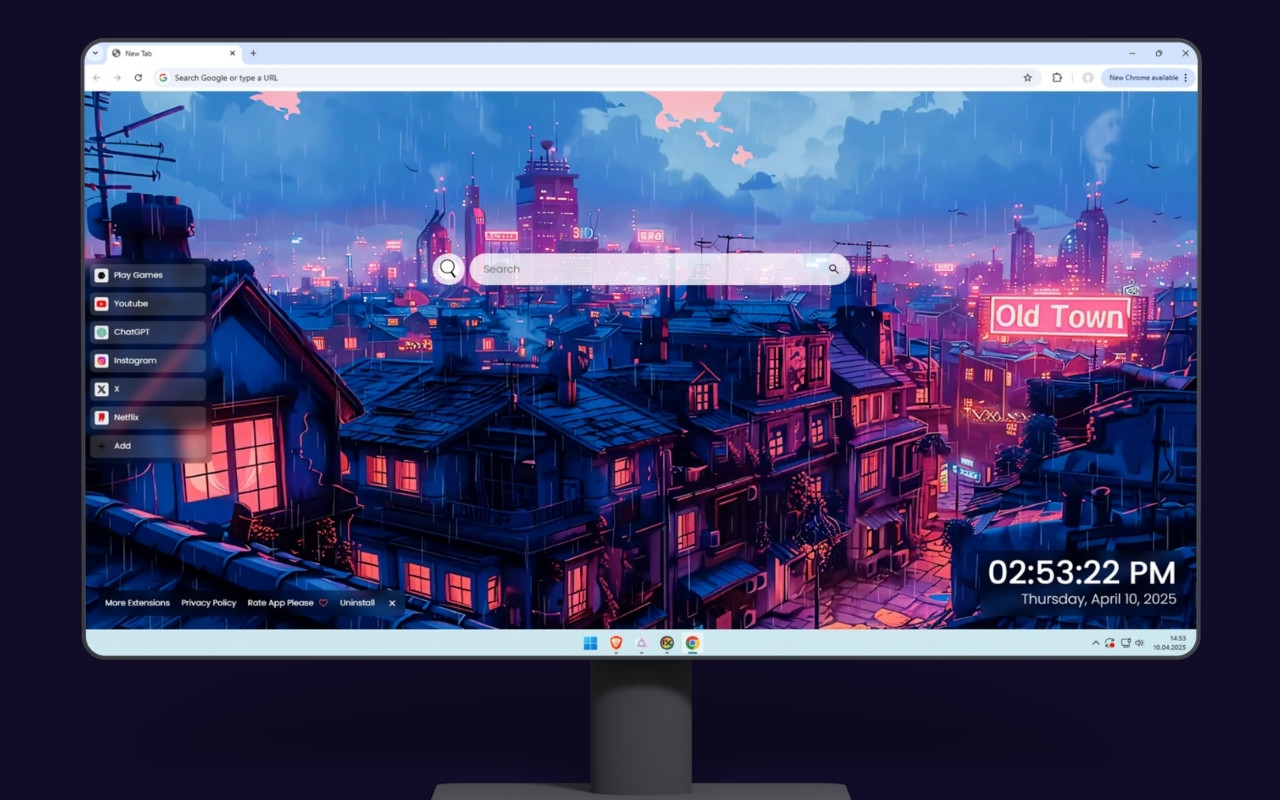 Old Town Rain Live Wallpaper chrome谷歌浏览器插件_扩展第3张截图