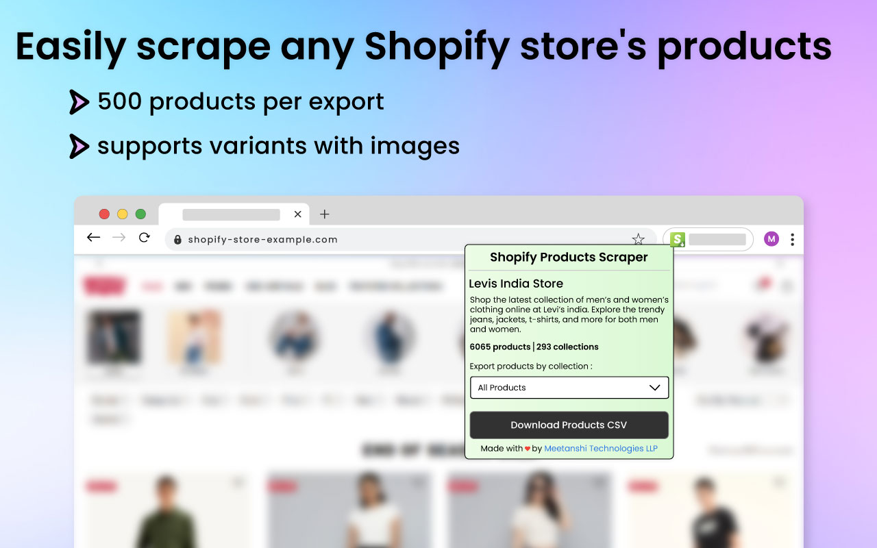 Shopify Product Scraper & Spy Tool by Meetanshi chrome谷歌浏览器插件_扩展第1张截图
