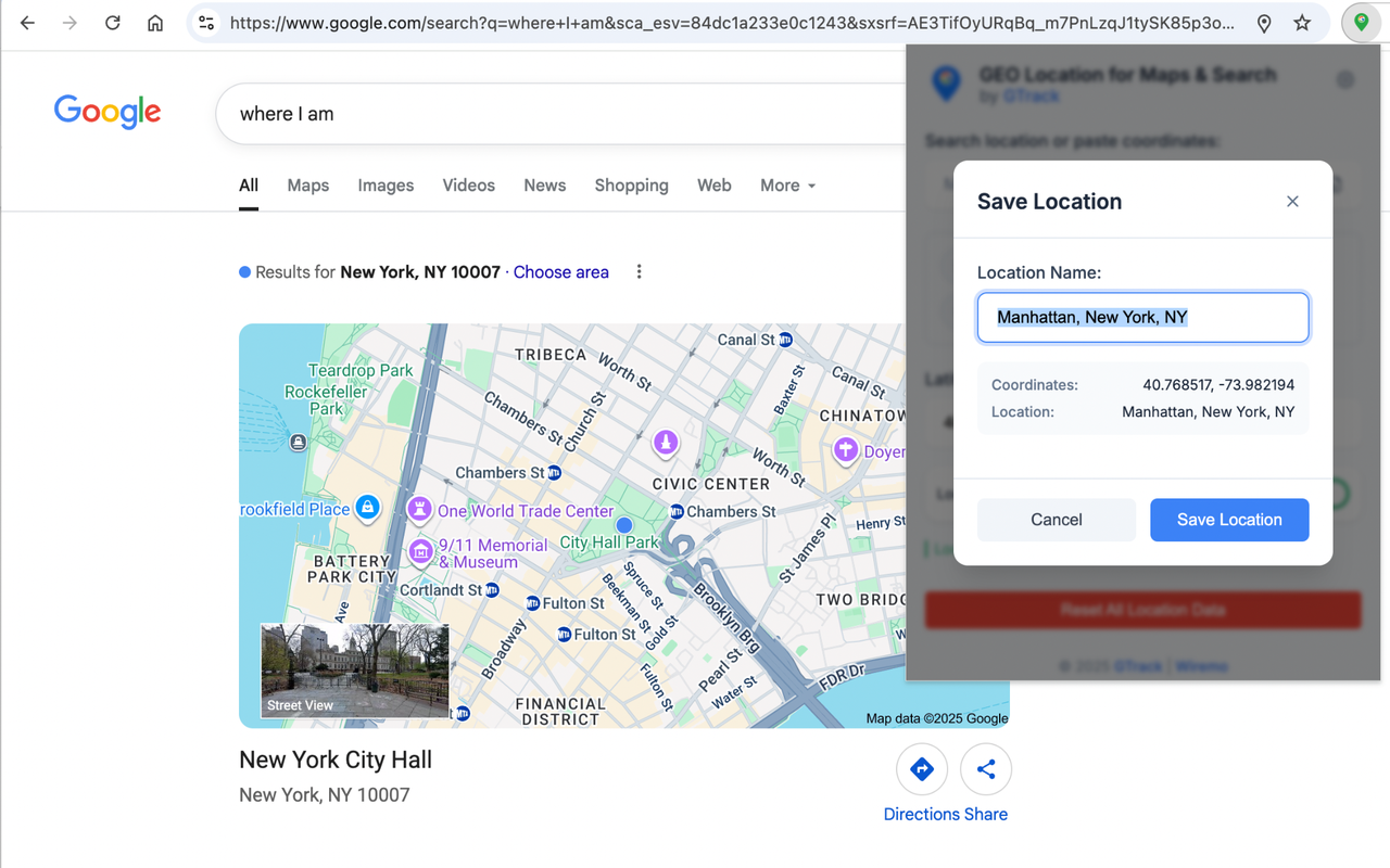 Geolocation Spoofing. Change GPS. Fake Location for Google Maps & Search chrome谷歌浏览器插件_扩展第3张截图