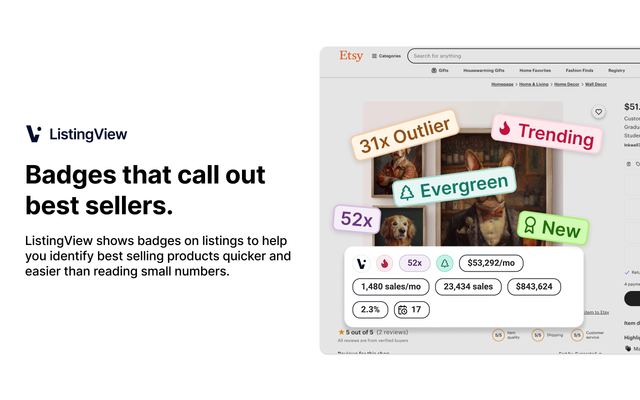 ListingView - Find Etsy’s Best Selling Products chrome谷歌浏览器插件_扩展第3张截图