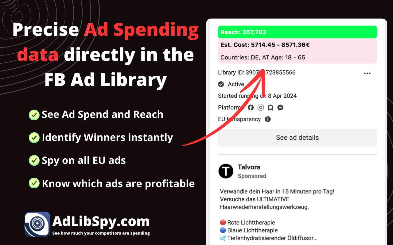 AdLibSpy - See Spend in FB Ads Library chrome谷歌浏览器插件_扩展第1张截图