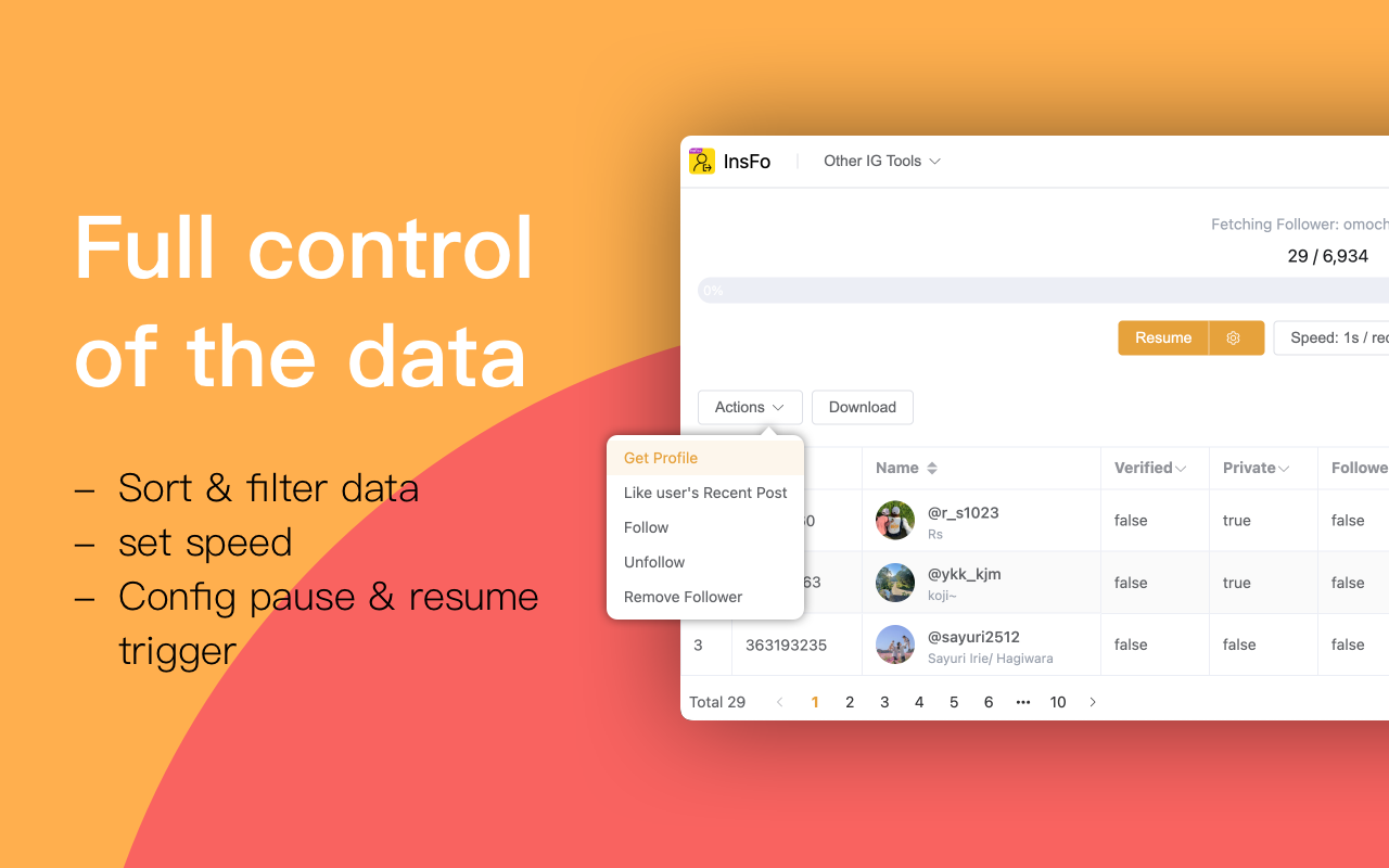 InsFo - IG follower export & analysis tool chrome谷歌浏览器插件_扩展第1张截图