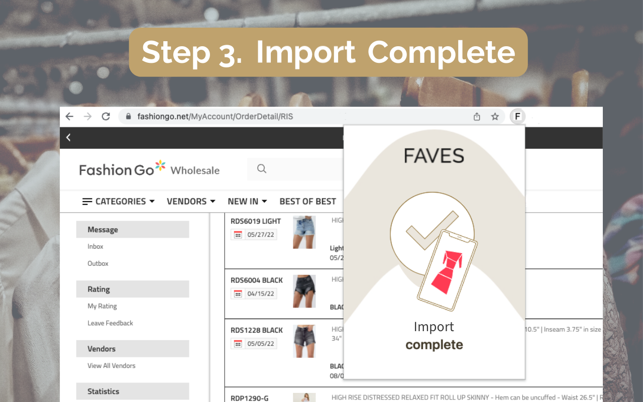 FAVES Buyer Order Importer chrome谷歌浏览器插件_扩展第2张截图