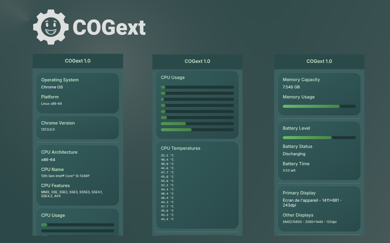 COGext : System Info Viewer chrome谷歌浏览器插件_扩展第1张截图