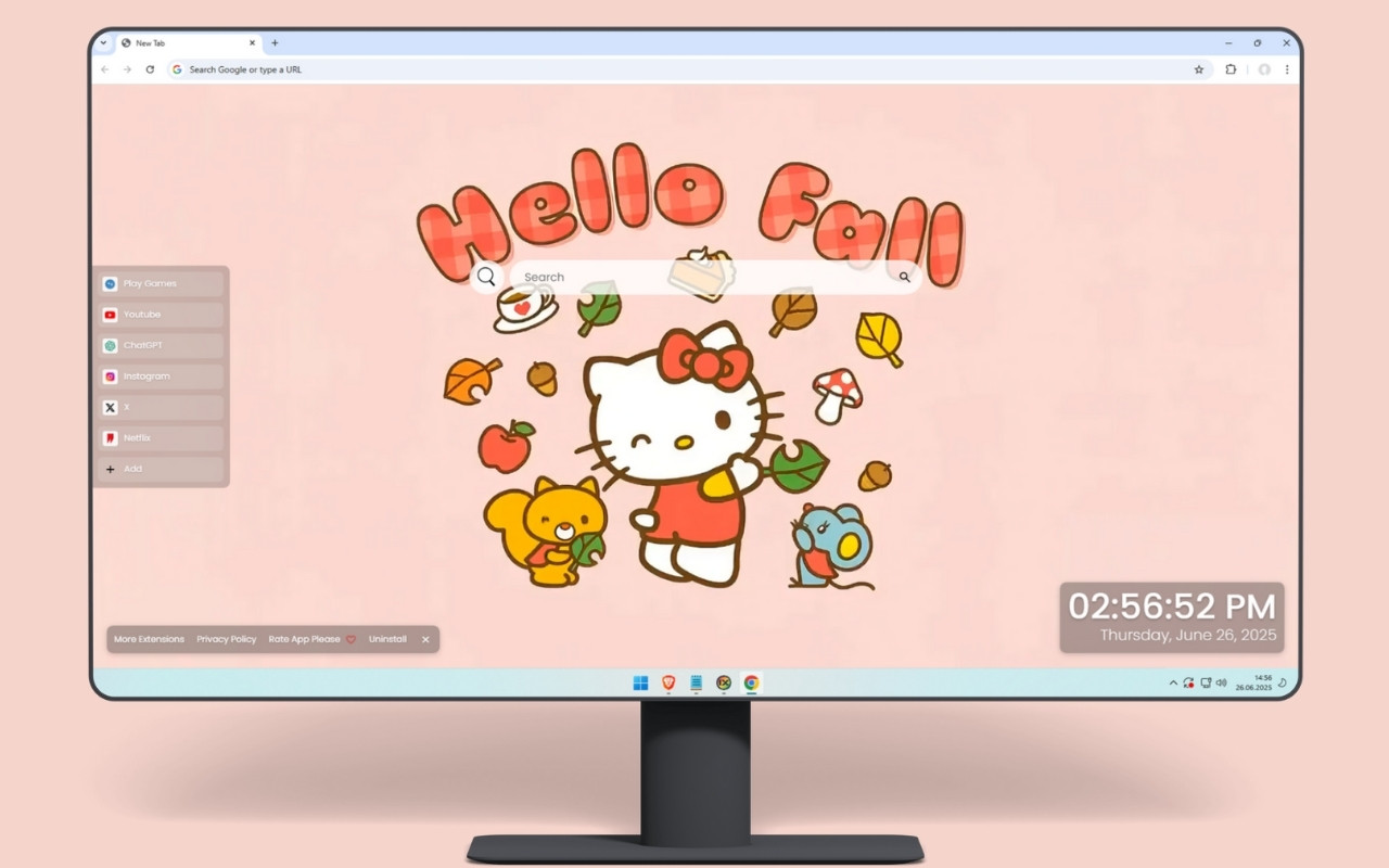 Hello Fall Hello Kitty Live Wallpaper chrome谷歌浏览器插件_扩展第3张截图