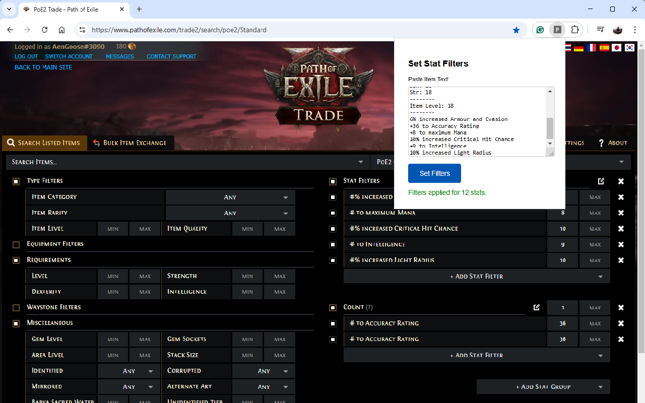PoE2 Trade - Import Filter/Price Checker chrome谷歌浏览器插件_扩展第1张截图