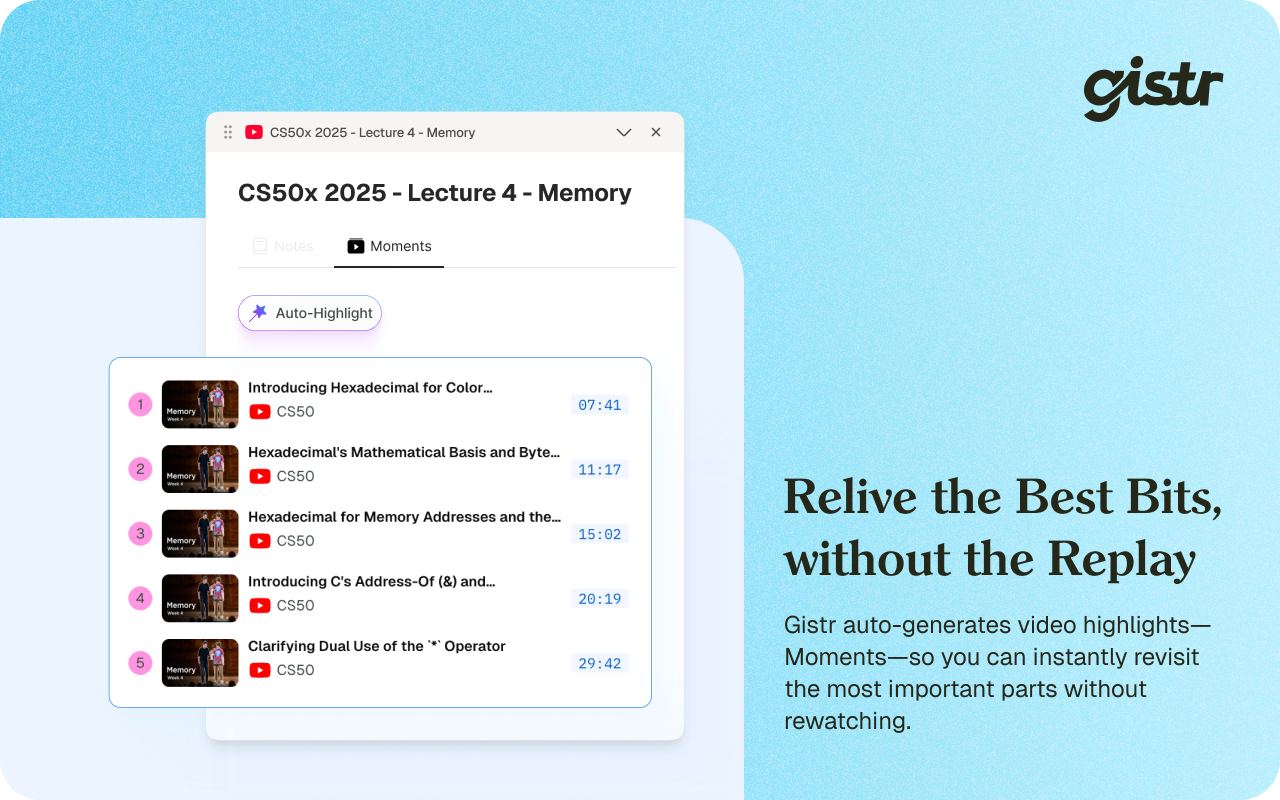 Gistr: YouTube Notes, Highlights & AI Learning Assistant chrome谷歌浏览器插件_扩展第5张截图