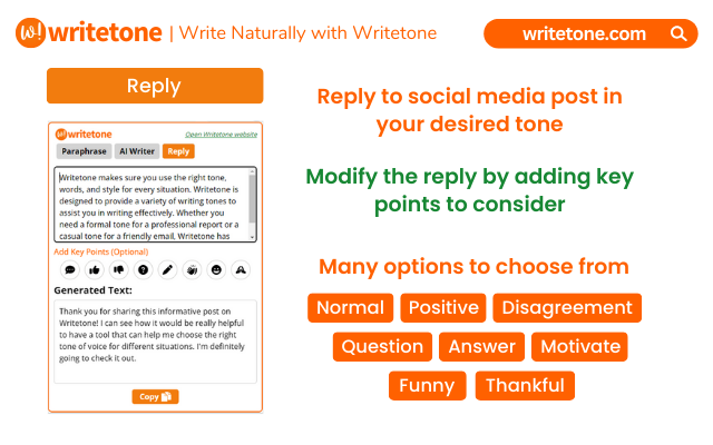 Writetone: AI Writing Assistant & Grammar Fix chrome谷歌浏览器插件_扩展第3张截图