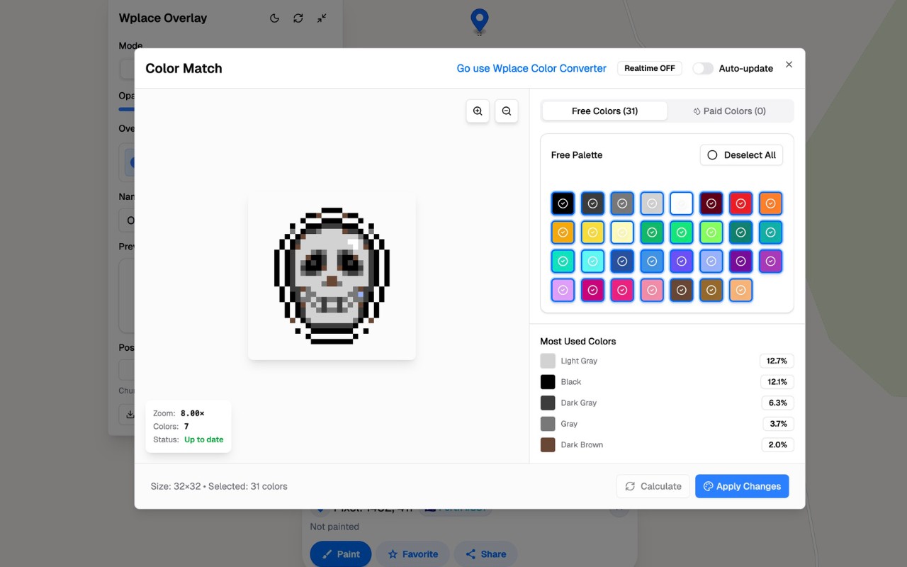 Wplace Overlay & Wplace Color Converter | Wplace Extension chrome谷歌浏览器插件_扩展第3张截图