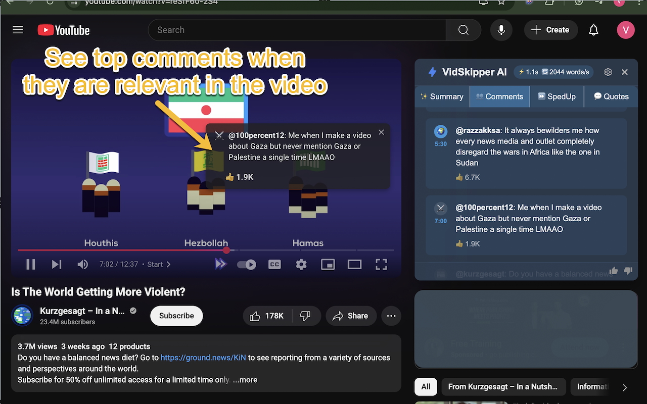 VidSkipper AI: YouTube Summary, Chapters & Sponsor Block chrome谷歌浏览器插件_扩展第5张截图