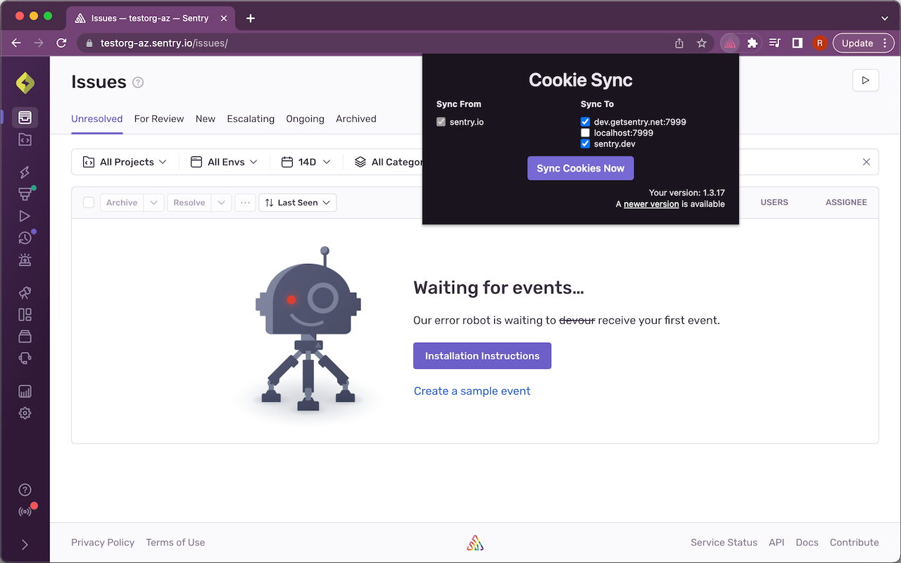 Sentry Cookie Sync chrome谷歌浏览器插件_扩展第2张截图