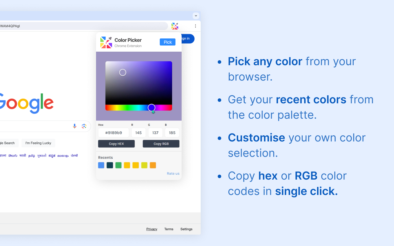 Color Picker Chrome extension chrome谷歌浏览器插件_扩展第3张截图
