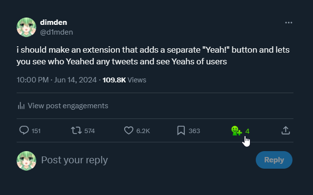 Yeah! for Twitter chrome谷歌浏览器插件_扩展第1张截图