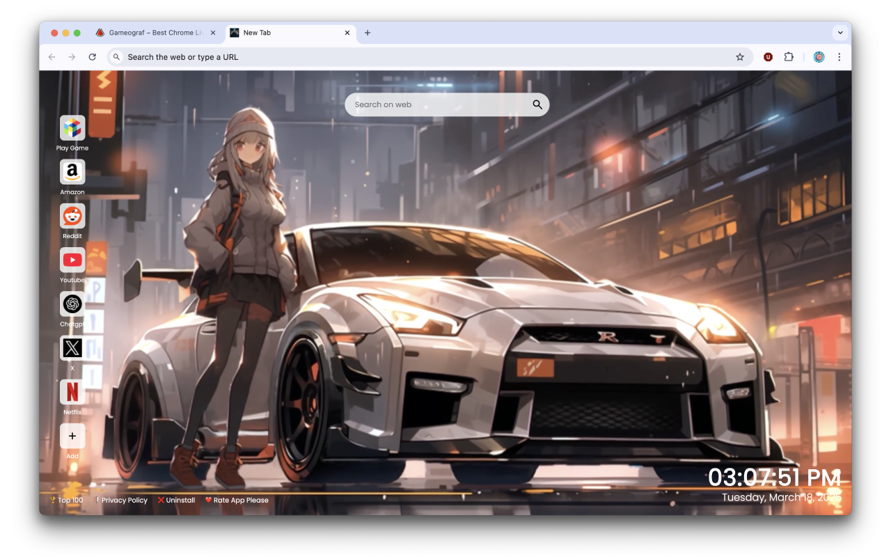 Anime Girl and Sportcar Live Wallpaper chrome谷歌浏览器插件_扩展第4张截图