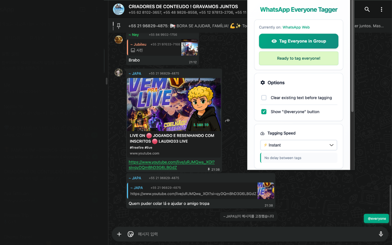 WhatsApp Everyone Tagger chrome谷歌浏览器插件_扩展第3张截图