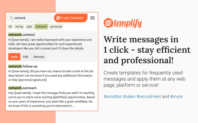 Templify – write messages in 1 click! 🚀 chrome谷歌浏览器插件_扩展第2张截图