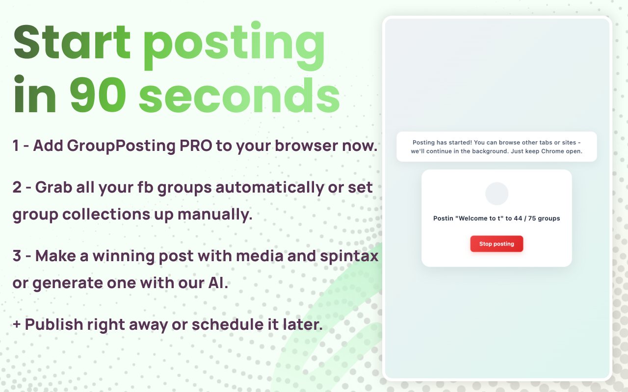 Facebook™ Group Posting PRO: The #1 AI Auto Poster & Scheduler - FB™ Groups chrome谷歌浏览器插件_扩展第1张截图