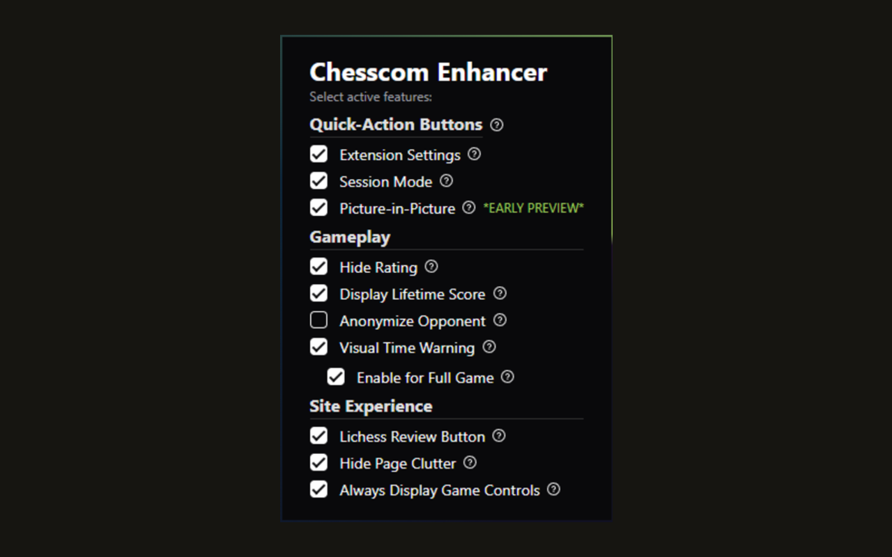 Chesscom Enhancer – New Advanced Features & Improvements for Chess.com chrome谷歌浏览器插件_扩展第2张截图