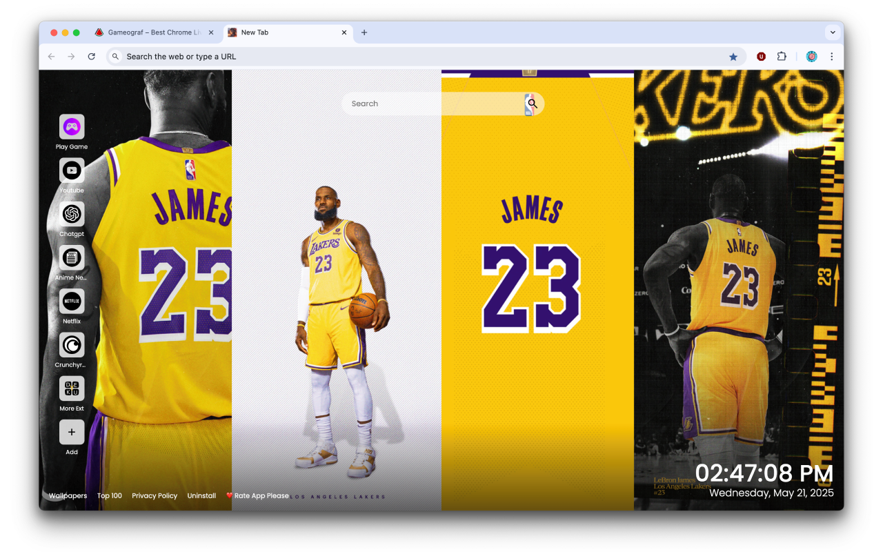 Los Angeles Lakers Wallpapers New Tab chrome谷歌浏览器插件_扩展第2张截图