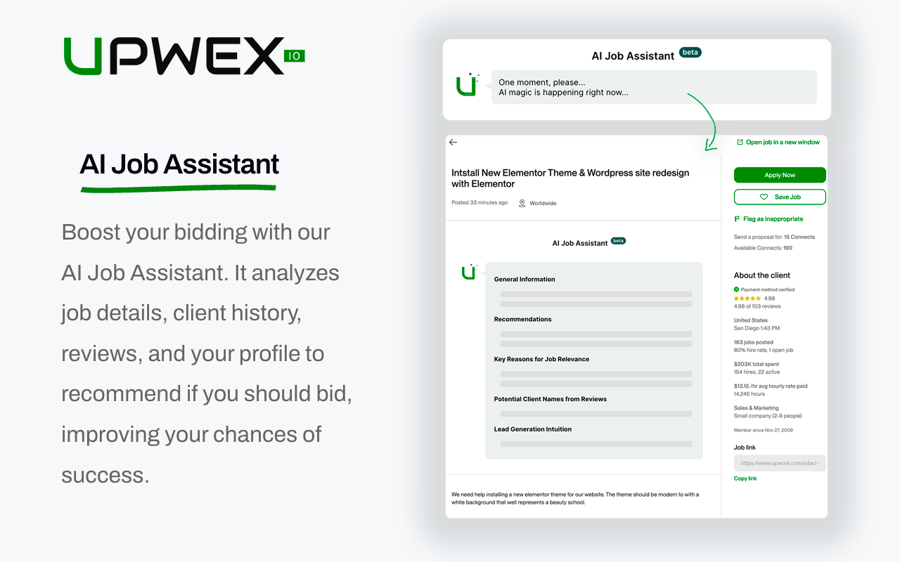 Upwex - AI Tools for Upwork chrome谷歌浏览器插件_扩展第2张截图