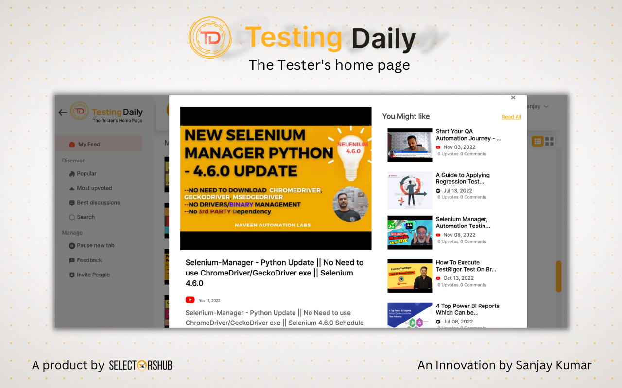 Testing Daily | The Tester's Home Page chrome谷歌浏览器插件_扩展第2张截图