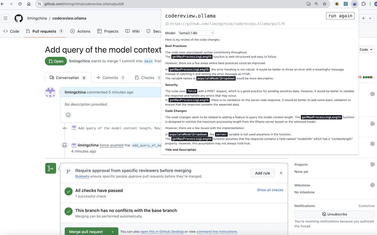 codereview.ollama chrome谷歌浏览器插件_扩展第1张截图