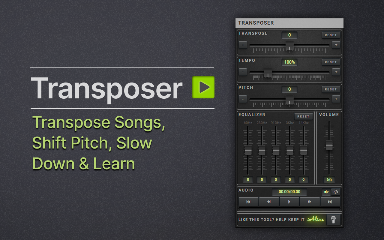 Transposer: Transpose, Pitch Shift, Tempo & Equalizer chrome谷歌浏览器插件_扩展第2张截图
