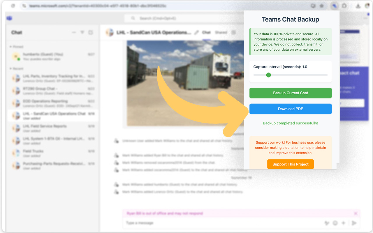 Teams Chat Backup chrome谷歌浏览器插件_扩展第1张截图